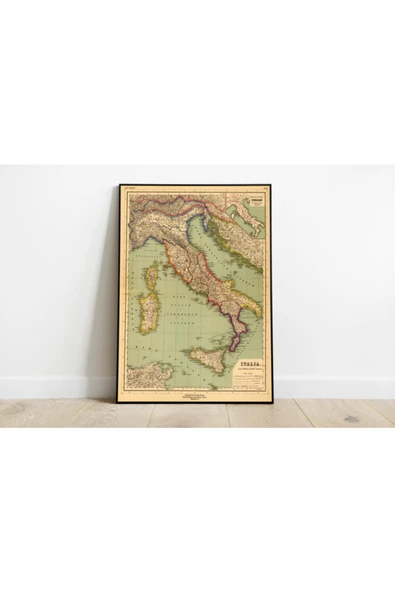 Pegziz Italya Haritası Sanatsal Duvar Dekorasyon Poster 60x90cm. ürün görseli 1