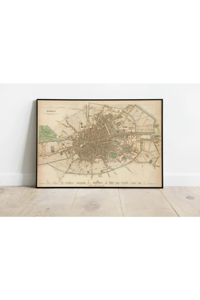 Pegziz Dublin Haritası Sanatsal Duvar Dekorasyon Poster 60x90cm. ürün görseli 1