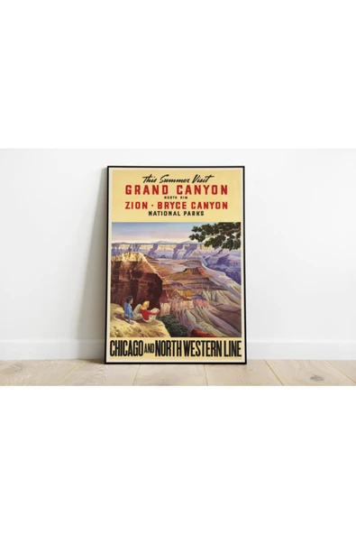 Pegziz Amerika Grand Canyon Vintage Sanatsal Poster 60x90cm. ürün görseli 1