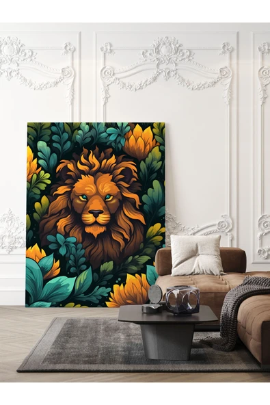 Pegziz Aslan Minimalist Modern Kanvas Tablo - Salon Oturma Odası Mutfak Ofis için Duvar Dekoru ürün görseli 1