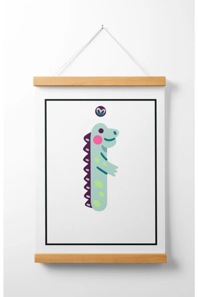 Pegziz Çocuk Odası Ahşap Askılı Hayvan Figürlü I Harfi Baskılı Kanvas Duvar Dekorasyonu 40x50cm. ürün görseli 1