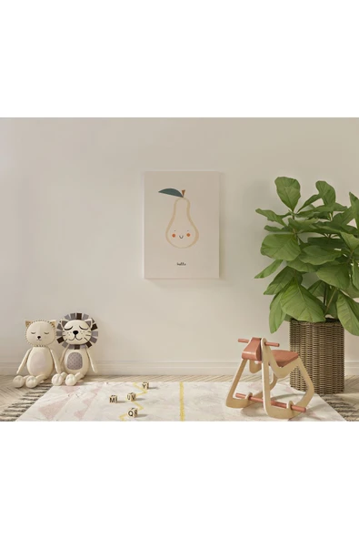 Pegziz Armut Minimalist Kanvas Tablo - Bebek Odası Dekorasyon - Çocuk Odası Tablo ürün görseli 1