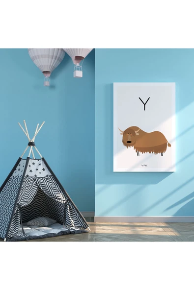 Pegziz Y Harfi Alfabe Minimalist Kanvas Tablo - Bebek Odası Dekorasyon - Çocuk Odası Tablo ürün görseli 1