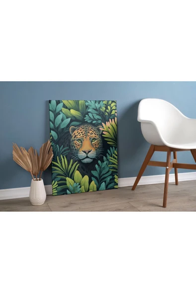 Pegziz Jaguar Minimalist Modern Kanvas Tablo - Salon Oturma Odası Mutfak Ofis için Duvar Dekoru ürün görseli 1