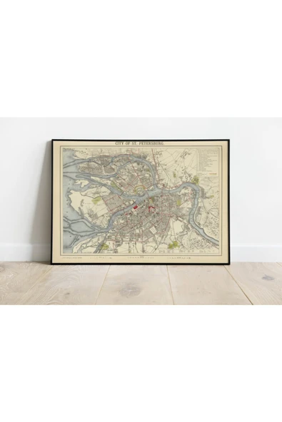 Pegziz Rusya Saint Petersburg Haritası Sanatsal Duvar Dekorasyon Poster 60x90cm. ürün görseli 1