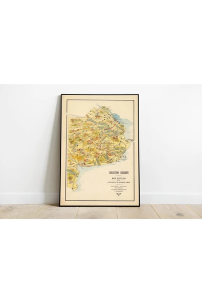 Pegziz Arjantin Buenos Aires Haritası Sanatsal Duvar Dekorasyon Poster 60x90cm. ürün görseli 1