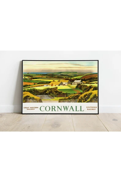 Pegziz Ingiltere Cornwall Vintage Sanatsal Poster 60x90cm. ürün görseli 1