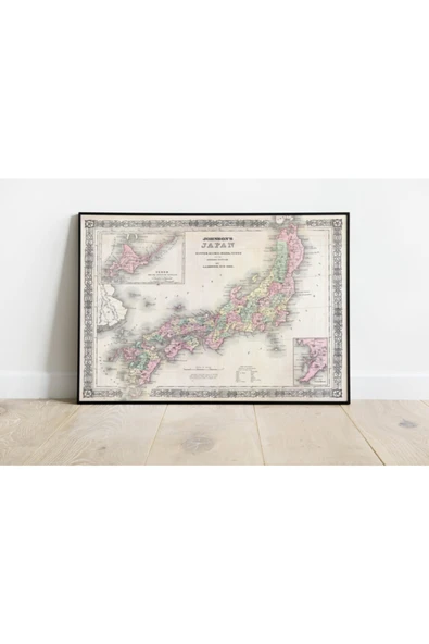 Pegziz Japonya Haritası Sanatsal Duvar Dekorasyon Poster 60x90cm. ürün görseli 1