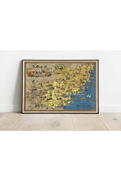 Pegziz Ingiltere Essex Bölgesi Haritası Sanatsal Duvar Dekorasyon Poster 60x90cm. ürün görseli 1