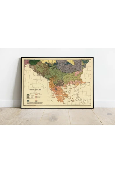 Pegziz Balkanlar Haritası Sanatsal Duvar Dekorasyon Poster 60x90cm. ürün görseli 1