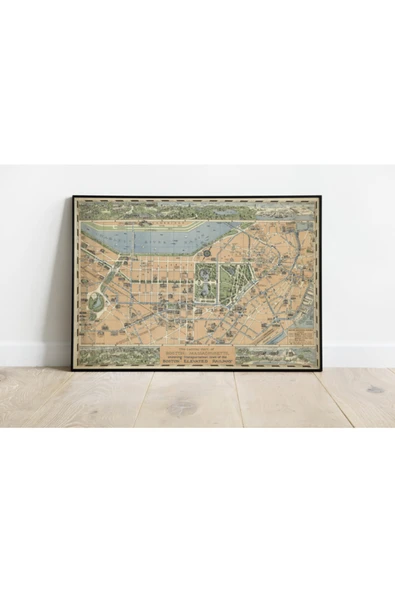 Pegziz Boston Şehir Planı Haritası Sanatsal Duvar Dekorasyon Poster 60x90cm. ürün görseli 1