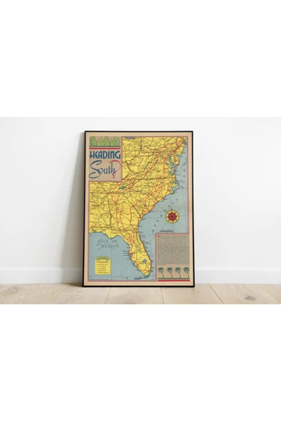 Pegziz Amerika 1945 Haritası Sanatsal Duvar Dekorasyon Poster 60x90cm. ürün görseli 1