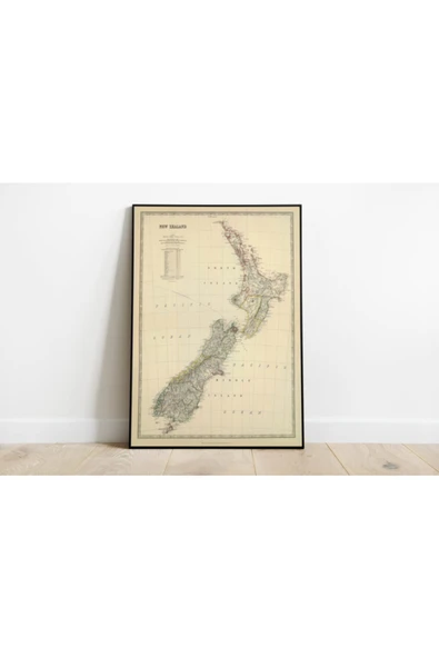 Pegziz Yeni Zelanda Haritası Sanatsal Duvar Dekorasyon Poster 60x90cm. ürün görseli 1