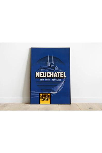 Pegziz Isviçre Neuchatel Vintage Sanatsal Poster 60x90cm. ürün görseli 1