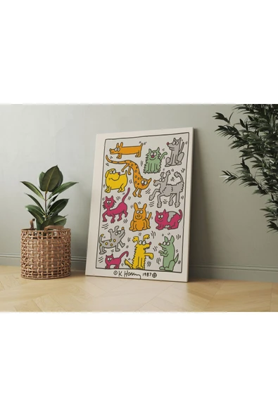 Pegziz Keith Haring Sanatsal Tablo Pop Art Kanvas Tablo Salon Duvar Dekorasyonu Cafe Dekor ürün görseli 1