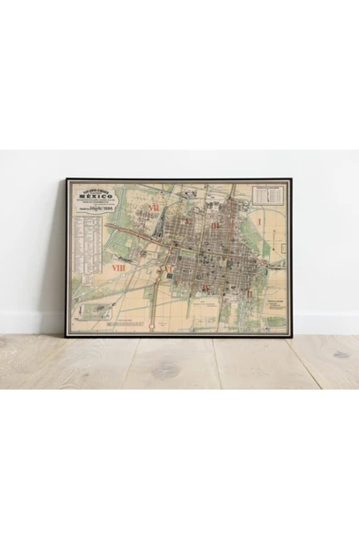 Pegziz Mexico City Haritası Sanatsal Duvar Dekorasyon Poster 60x90cm. ürün görseli 1