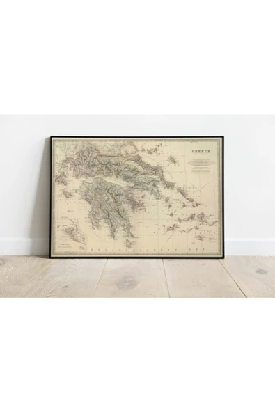 Pegziz Yunanistan Haritası Sanatsal Duvar Dekorasyon Poster 60x90cm. ürün görseli 1
