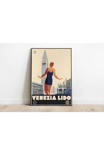 Pegziz Italya Venedik Vintage Sanatsal Poster 60x90cm. ürün görseli 1