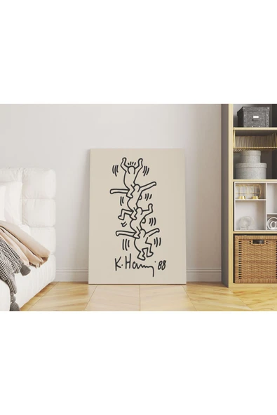Pegziz Salon Duvar Dekorasyonu Sanatsal Tablo Keith Haring Duvar Dekor Kanvas Tablo ürün görseli 1