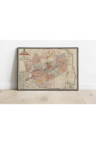 Pegziz Romanya Temeşvar Şehir Planı Haritası Sanatsal Duvar Dekorasyon Poster 60x90cm. ürün görseli 1