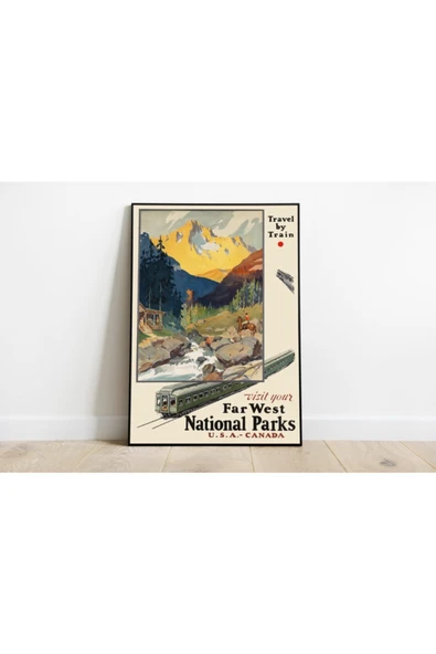 Pegziz Amerika Vintage Sanatsal Poster 60x90cm. ürün görseli 1
