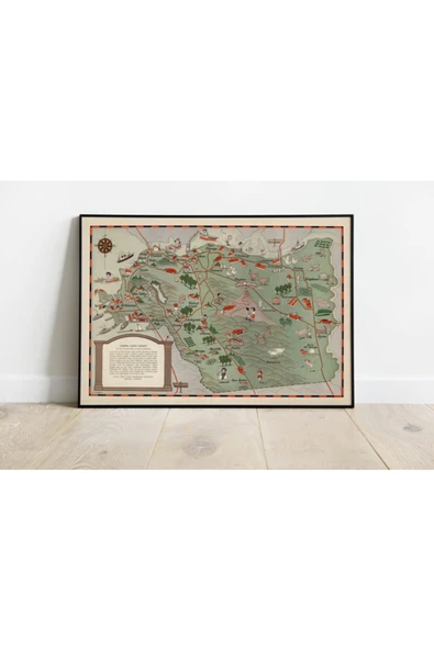 Pegziz San Francisco Körfezi Haritası Sanatsal Duvar Dekorasyon Poster 60x90cm. ürün görseli 1