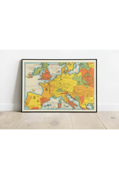 Pegziz Avrupa Haritası Sanatsal Duvar Dekorasyon Poster 60x90cm. ürün görseli 1