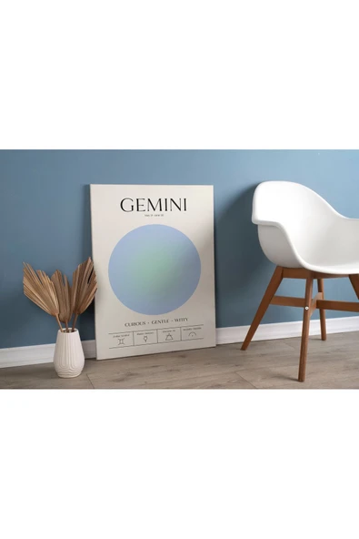 Pegziz İkizler Burcu Astroloji Minimalist Kanvas Tablo - Salon Oturma Odası Mutfak Ofis için Duvar Dekoru ürün görseli 1