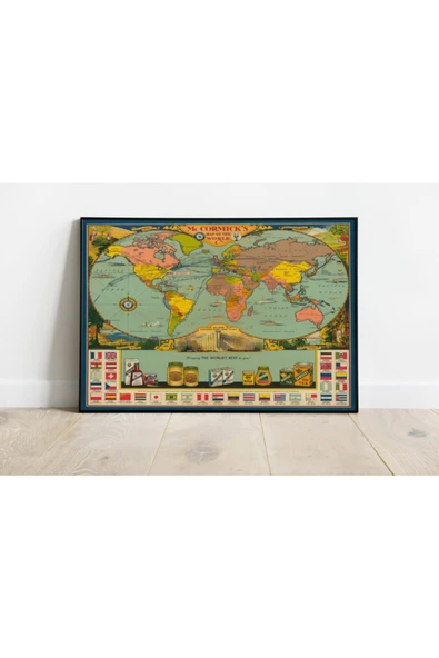 Pegziz Dünya Haritası Sanatsal Duvar Dekorasyon Poster 60x90cm. ürün görseli 1