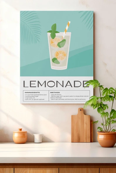 Pegziz Limonata Kokteyl Modern Kanvas Tablo - Cafe Dekor - Salon Mutfak için Duvar Dekoru ürün görseli 1