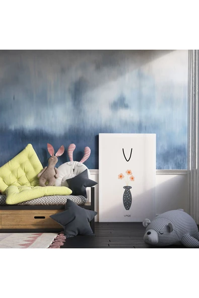 Pegziz V Harfi Alfabe Minimalist Kanvas Tablo - Bebek Odası Dekorasyon - Çocuk Odası Tablo ürün görseli 1