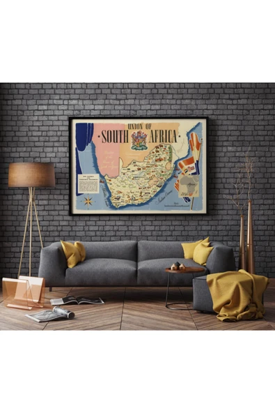 Pegziz Güney Afrika Haritası Sanatsal Duvar Dekorasyon Poster 60x90cm. ürün görseli 1