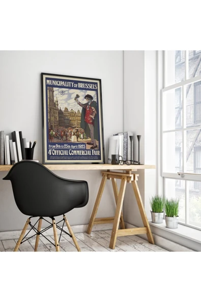 Pegziz Brüksel Vintage Sanatsal Poster 60x90cm. - Resim 2