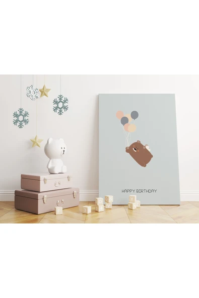 Pegziz Happy Birthday Modern Kanvas Tablo - Bebek Odası Dekorasyon - Çocuk Odası Tablo ürün görseli 1