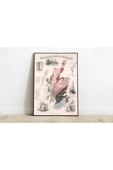 Pegziz Iskoçya Haritası Sanatsal Duvar Dekorasyon Poster 60x90cm. ürün görseli 1