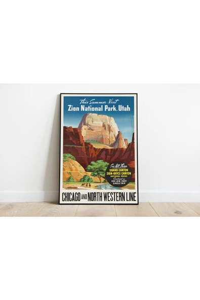 Pegziz Amerika Utah Vintage Sanatsal Poster 60x90cm. ürün görseli 1