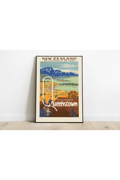 Pegziz Yeni Zelanda Vintage Sanatsal Poster 60x90cm. ürün görseli 1