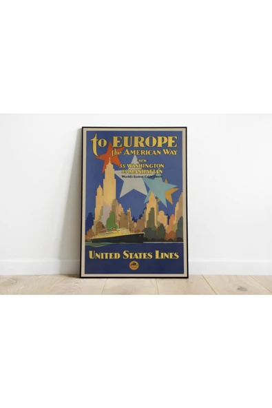Pegziz Amerika Vintage Sanatsal Poster 60x90cm. ürün görseli 1