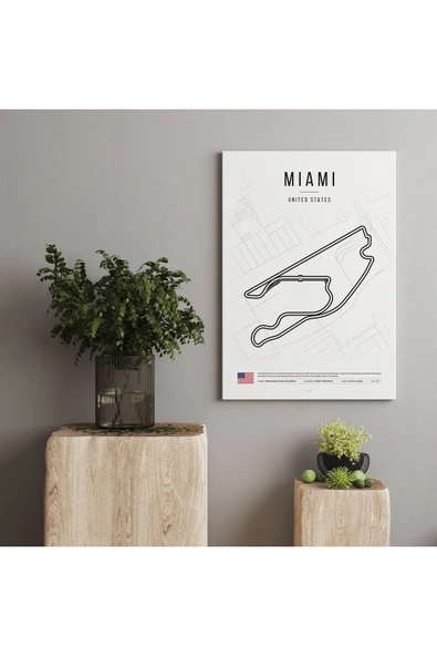 Pegziz Amerika Miami Pisti Formula 1 Kanvas Tablo Duvar Dekorasyon Sanatsal Tablo ürün görseli 1