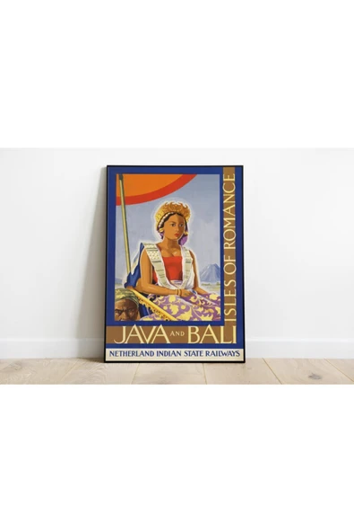 Pegziz Bali Adası Vintage Sanatsal Poster 60x90cm. ürün görseli 1