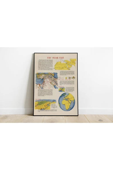 Pegziz Yakın Doğu Haritası Sanatsal Duvar Dekorasyon Poster 60x90cm. ürün görseli 1