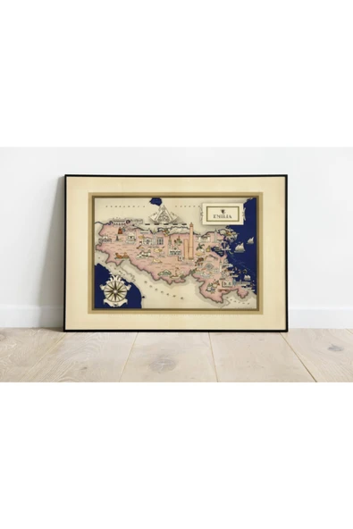 Pegziz Italya Emilia-romagna Bölgesi Haritası Sanatsal Duvar Dekorasyon Poster 60x90cm. ürün görseli 1