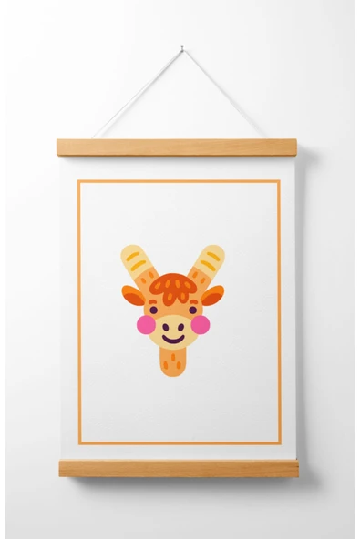Pegziz Çocuk Odası Ahşap Askılı Hayvan Figürlü Y Harfi Baskılı Kanvas Duvar Dekorasyonu 40x50cm. ürün görseli 1