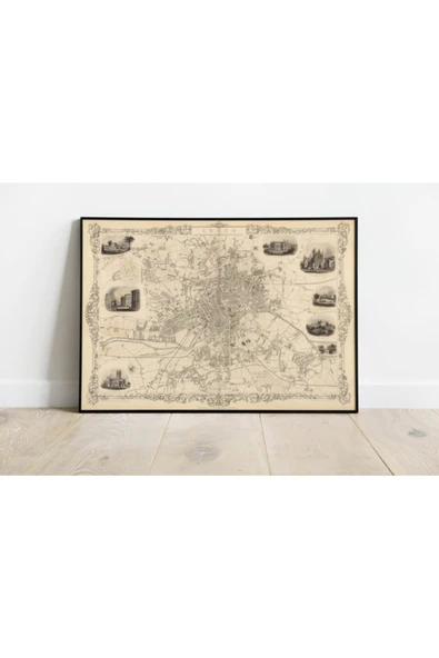 Pegziz Newcastle Haritası Sanatsal Duvar Dekorasyon Poster 60x90cm. ürün görseli 1
