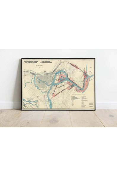 Pegziz Danzig Şehir Haritası Sanatsal Duvar Dekorasyon Poster 60x90cm. ürün görseli 1