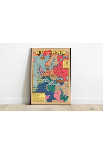 Pegziz 2. Dünya Savaşı Avrupa Haritası Sanatsal Duvar Dekorasyon Poster 60x90cm. ürün görseli 1