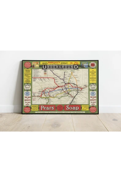 Pegziz Ingiltere Londra Metrosu Vintage Sanatsal Poster 60x90cm. ürün görseli 1