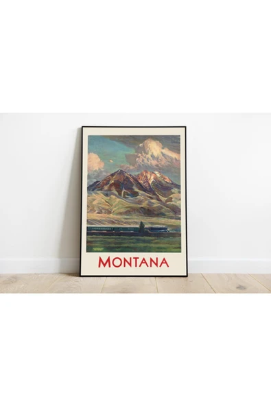 Pegziz Amerika Montana Vintage Sanatsal Poster 60x90cm. ürün görseli 1