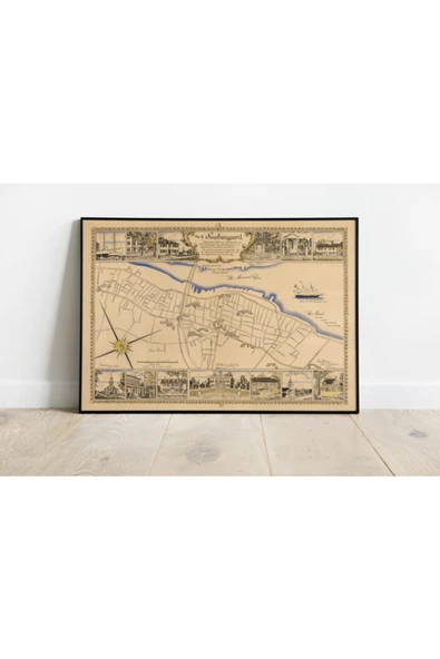 Pegziz Newburyport Haritası Sanatsal Duvar Dekorasyon Poster 60x90cm. ürün görseli 1