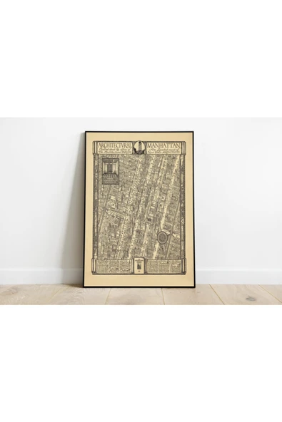 Pegziz Manhattan Haritası Sanatsal Duvar Dekorasyon Poster 60x90cm. ürün görseli 1